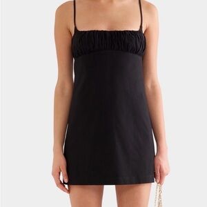 nwt black venroy gathered bodice mini dress